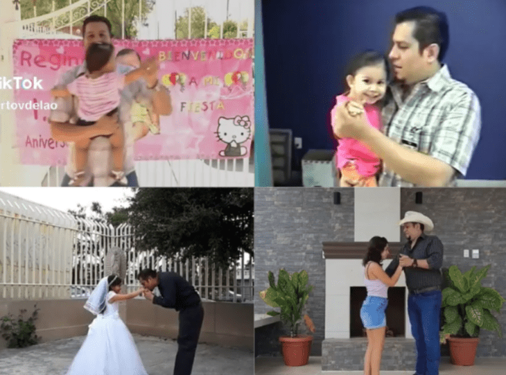 varias imágenes de un papá bailando con su hija en diferentes etapas de su vida