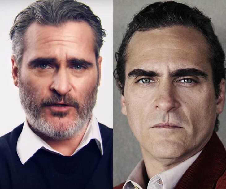 Joaquin Phoenix con y sin barba comparación