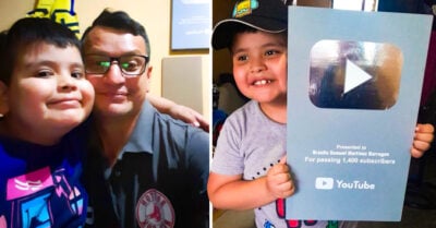Papá hace una placa de YouTube para celebrar los “suscriptores” de su hijo
