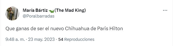 captura de pantalla de un tuit de una persona hablando al respecto de la muerte de la perrita de Paris Hilton 