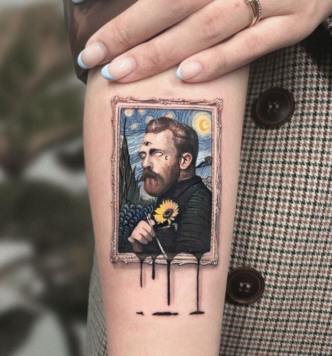 tatuaje de Vincent Van Gogh derritiéndose 