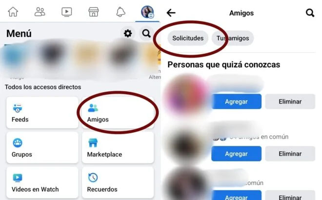 solicitudes de amistad en Facebook