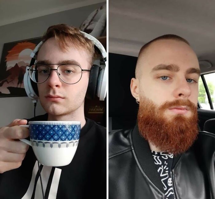 Hombre con y sin barba comparación