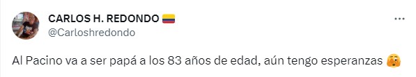 captura de pantalla de un comentario al respecto de la paternidad de Al Pacino 