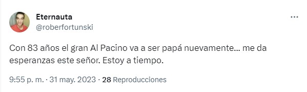 comentario de un usuario al respecto de que Al Pacino será padre a sus 83 años 