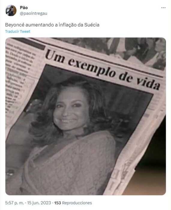 captura de pantalla de un meme al respecto de que Beyoncé provocó inflación en Suecia 