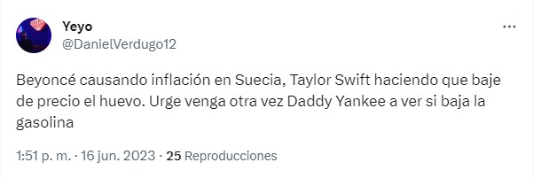 captura de pantalla de un comentario sobre la supuesta inflación de Suecia a causa de Beyoncé 