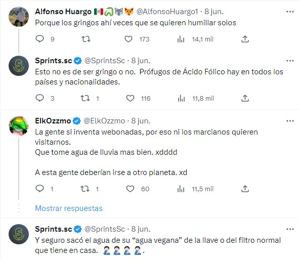 reacciones por el agua vegana 