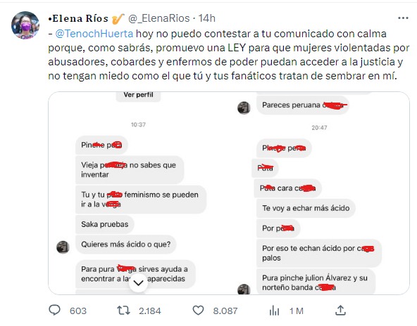 respuesta de elena rios a tenoch 