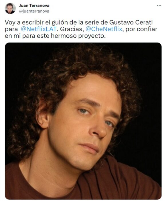 captura de la publicación de juan terranova por la serie de gustavo cerati