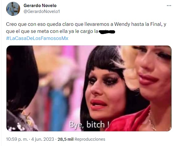 reacción en apoyo de Wendy Guevara 