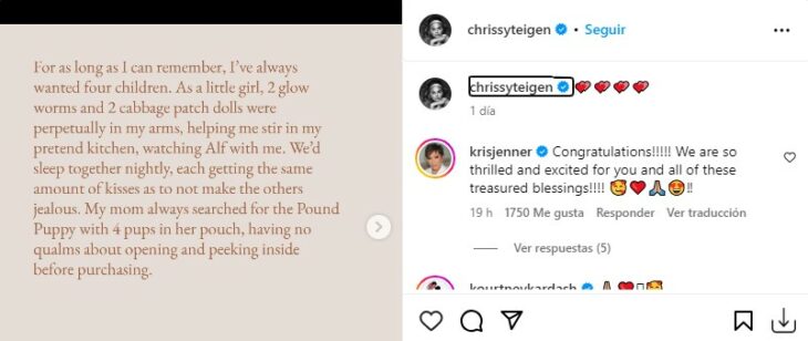 Chrissy teigen comunicado bienvenida cuarto hijo