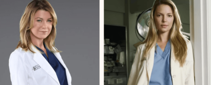 Katherine Heigl y Ellen Pompeo en sus personajes de Grey's Anatomy