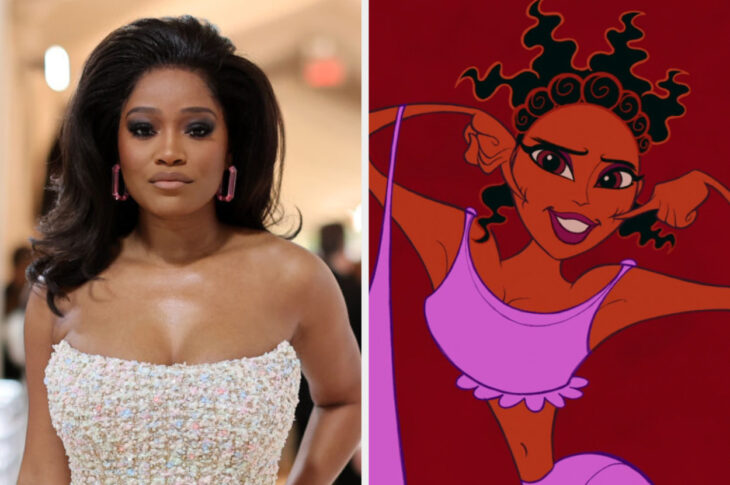 imagen comparativa de Keke Palmer con una imagen de la Musa Terpsícore en la película animada de Hércules 