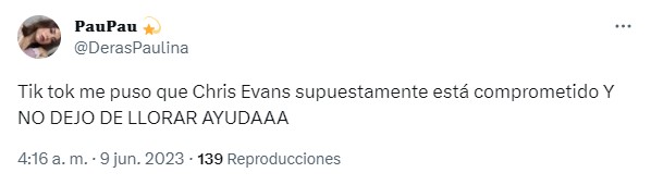 captura de pantalla de un comentario al respecto del supuesto compromiso de Chris Evans con Alba Baptista