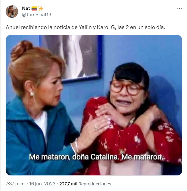 meme de Betty la fea con respecto a Anuel AA tras ver las fotos de Karol G con Feid 