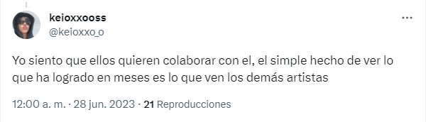 captura de pantalla de un comentario en Twitter sobre el posible tema en colaboración de Peso Pluma con Karol G 