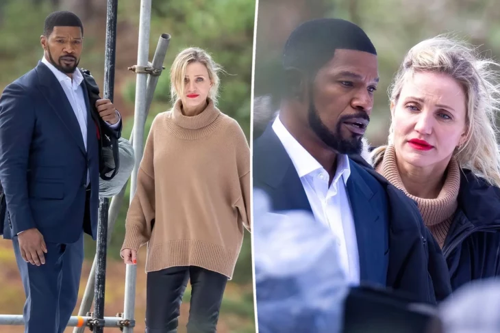 Jamie Foxx filmando en Atlanta con Cameron Diaz