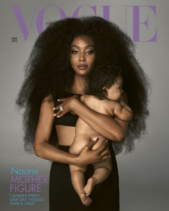 Campbell a la edición británica de Vogue, para cuya portada posó con su hija
