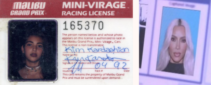 Kim Kardashian en su primer licencia y en la segunda imagen es una foto en la actualidad para su licencia
