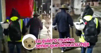 Papá de 80 años acompaña todas las madrugadas a su hija a la parada del bus