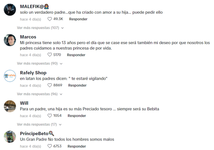 captura de pantalla de comentarios de TikTok en español