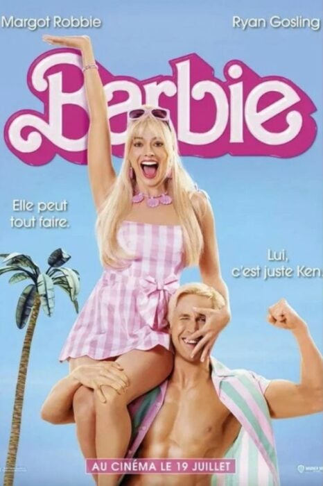 cartel promocional en Francia de Barbie la película
