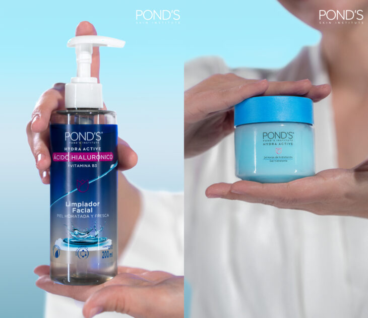 Rutina de skincare con Pond's, gel hidratante y espuma limpiadora