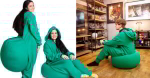 Con esta pijama de puff integrado puedes sentarte en cualquier lugar