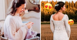 Novia tejió a mano su vestido durante 200 horas; fue el que siempre soñó